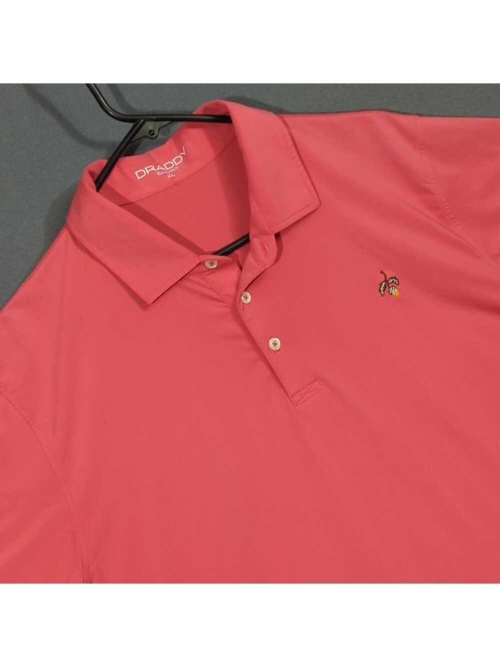 Draddy Sport Polo Shirt Men's XL Coral Short Sleeve Performance Golf Embroidered